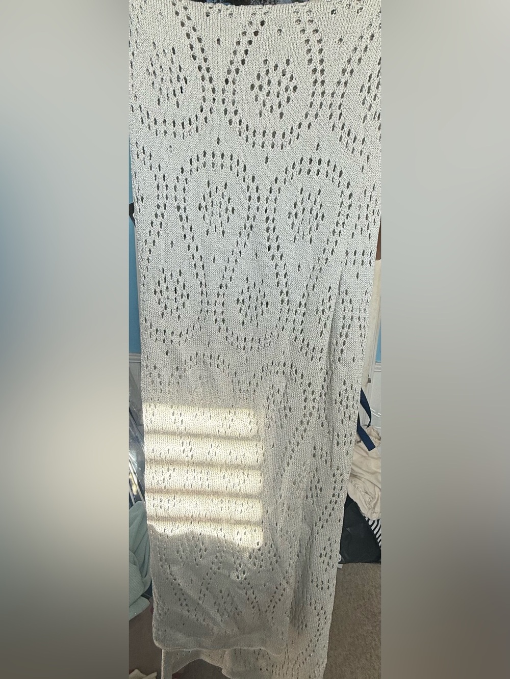 St John Lightweight Cream Crochet dress with matching Scarf